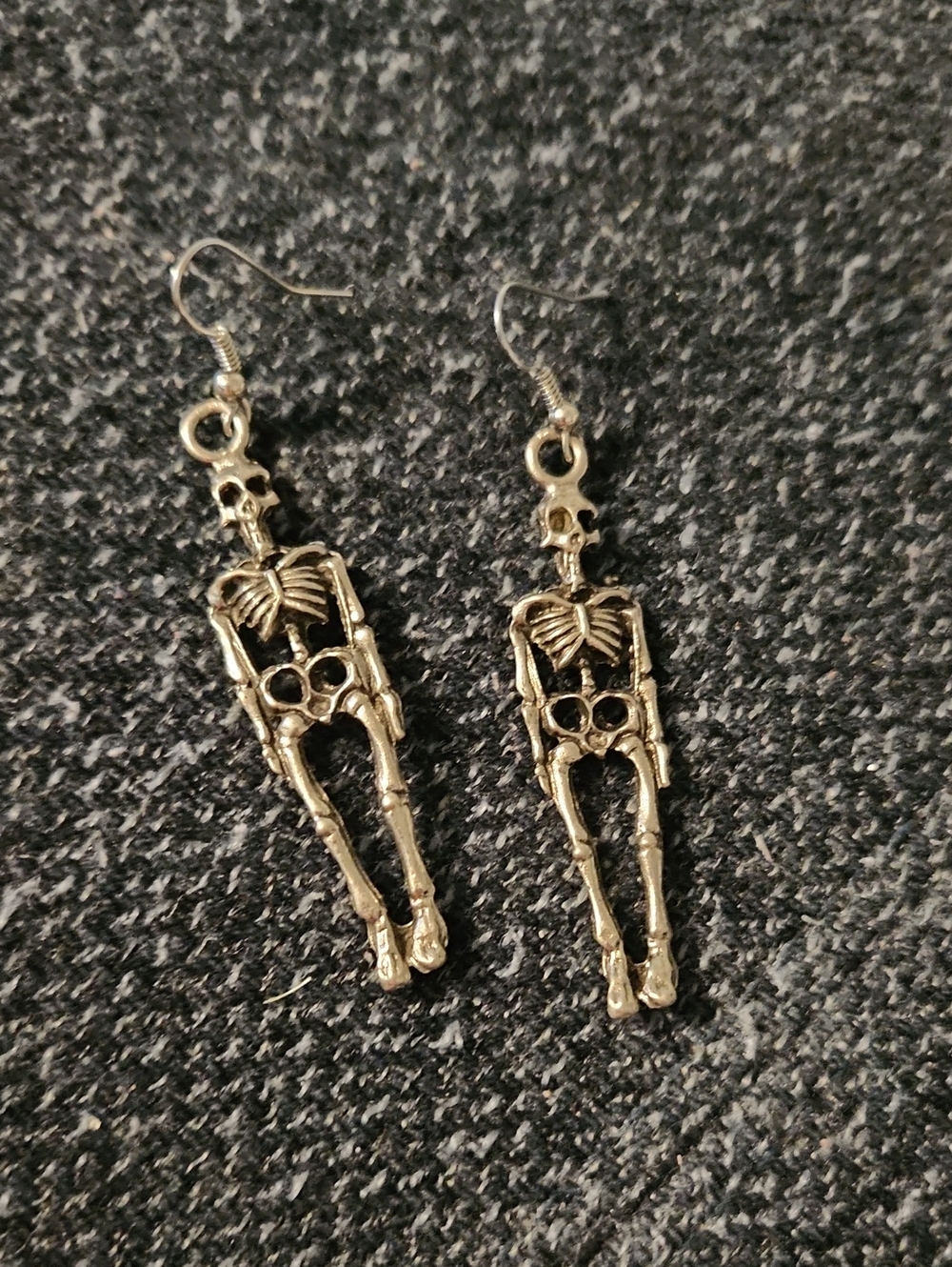 Skeleton Dangle Earrings in Antique Silver - Women Jewelry